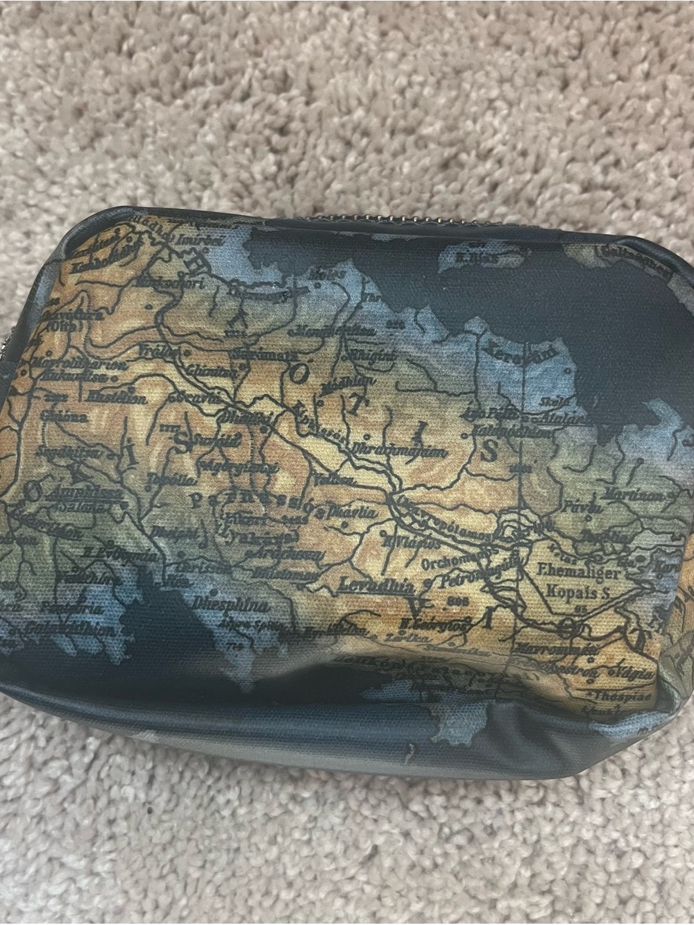 Patricia Nash Greek Isles Vacation Wristlet Map-Print in Blue and Brown - Picture 2 of 7